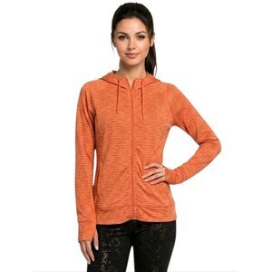 Jockey Tangerine Striped Zip Ruched Workout Athletic Hoodie Size L